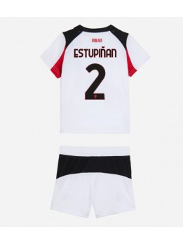 Billige AC Milan Pervis Estupinan #2 Bortedraktsett Barn 2025-26 Kortermet (+ Korte bukser)